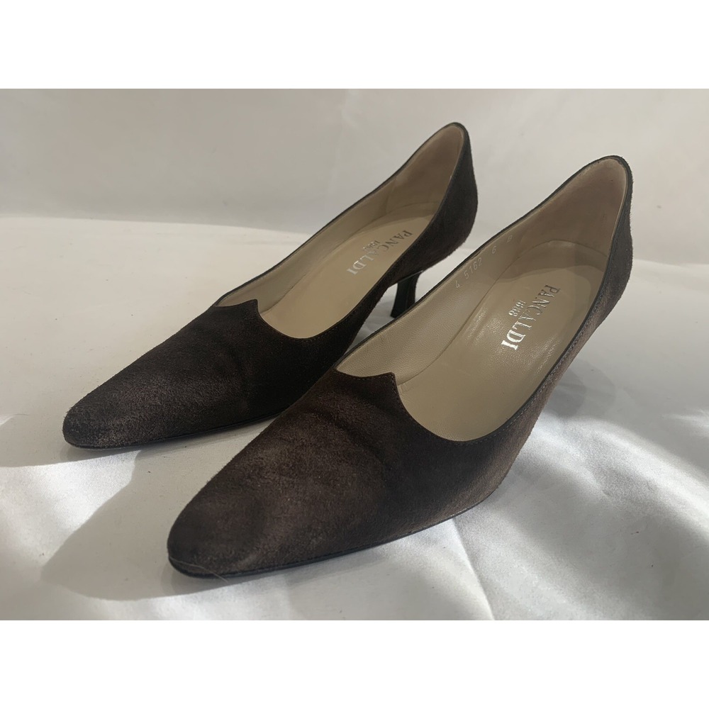 Women Pacaldi Suede Shoes Heels Sz 6B Brown GUC
